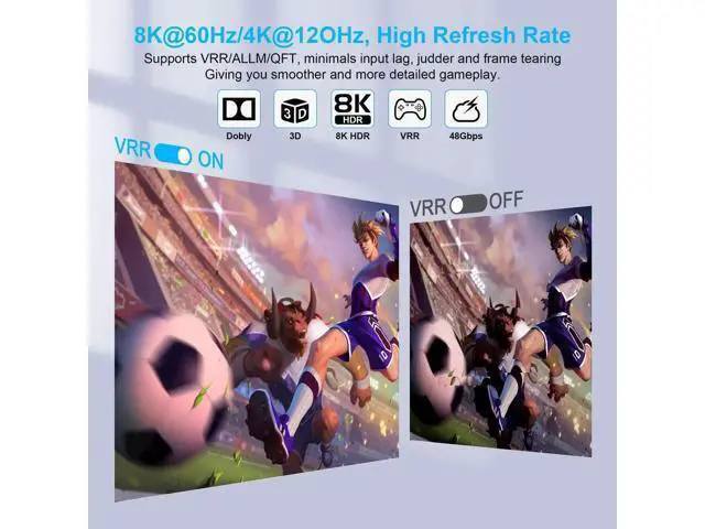 Alt view image 2 of 7 - 5 in 1 Out 8K HDMI Switch, 5 Port HDMI 2.1 Switcher Splitter with IR Remote, Support 8K@60Hz 4K@120Hz, Compatible with Xbox PS4 PC TV