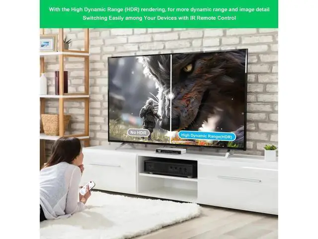 Alt view image 3 of 7 - 5 Port 8K HDMI 2.1 Switch with Remote, 5 in 1 Out HDMI Switcher Splitter Support 8K@60Hz 4K@120Hz, 48Gbps HDR10+ Dolby HDCP 2.3 CEC VRR, Compatible with PS5 PS4 Xbox Series X TV