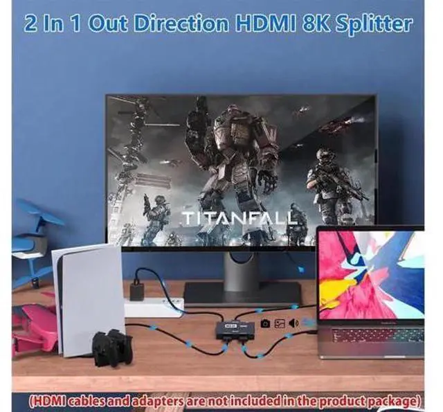 Alt view image 7 of 7 - 8K HDMI 2.1 Switch 2 in 1 Out, 48Gbps High Speed Directional Splitter Converter, 8K@60Hz 4K@120Hz Compatible with Xbox PS3 PS4 PS5 Projector Monitor