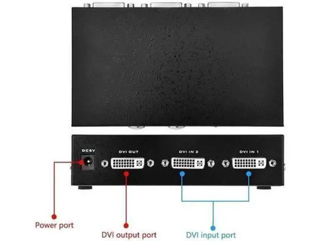 Alt view image 3 of 7 - 2 in 1 Out DVI Switch Box, DVI Port Selector Support 1920x1440 Resolution 165MHz Bandwidth for PC Laptop DVR Projector HDTV