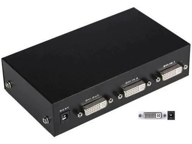 Alt view image 5 of 7 - 2 in 1 Out DVI Switch Box, DVI Port Selector Support 1920x1440 Resolution 165MHz Bandwidth for PC Laptop DVR Projector HDTV