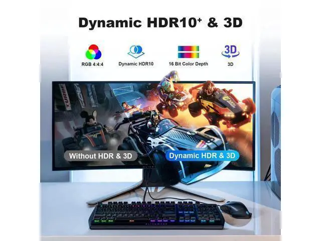 Alt view image 4 of 7 - 25FT Fiber Optic DisplayPort 2.1 Cable Active Optical DP Cord 54Gbps 8K@60Hz 4K@240Hz 2K@360Hz HDR HDCP DSC1.2a High Speed Gaming Cable for Monitor Graphics Card TV PC