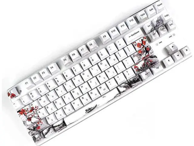 Alt view image 5 of 6 - 110 Keys Plum Blossom Japanese Style PBT Keycaps Set, OEM Profile Custom Keycaps with Keycap Puller, Compatible with Cherry MX 61/71/87/104 Full Size 60% Mechanical Keyboard