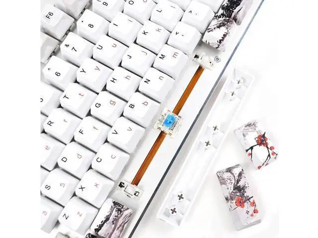 Alt view image 6 of 6 - 110 Keys Plum Blossom Japanese Style PBT Keycaps Set, OEM Profile Custom Keycaps with Keycap Puller, Compatible with Cherry MX 61/71/87/104 Full Size 60% Mechanical Keyboard