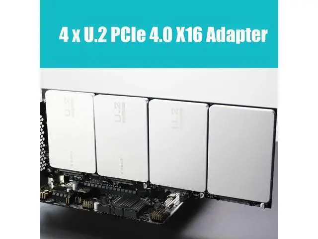 Alt view image 7 of 7 - PU41 Quad U.2 to PCIe 4.0 X16 Adapter Card, Without Onboard PCIe Bifurcation, Support Software U.2 SSD RAID, Requires Motherboard PCIe Bifurcation