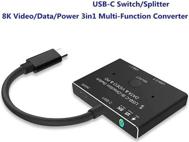 Main image of USB3.1 Type-C Bi-Directional 8K Switch Adapter, 8K@30Hz 4K@120Hz Support, 100W PD Charging, 10Gbps Data Transfer Multi-Function Splitter Converter for USB-C Source & Display Devices