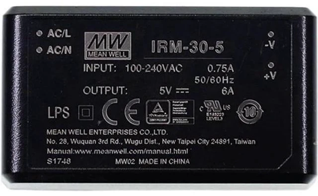 Main image of IRM-30-5 Encapsulated Power Module, 110V/220V AC to 5V DC 6A 30W PCB-Mount Switching Power Supply PSU