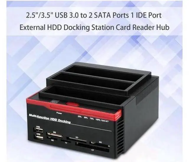 Main image of Triple Bay SATA IDE Hard Drive Docking Station, 2.5/3.5 Inch External HDD SSD Dock with All-in-One Memory Card Reader