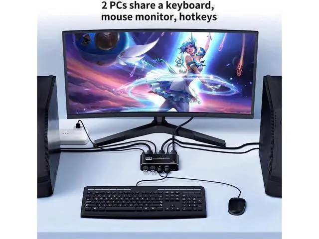 Alt view image 4 of 7 - USB HDMI 2.1 KVM Switch 4K 120Hz 8K, Dual Port USB 3.0 USB-C HDMI KVM Switcher, Hotkey Keyboard Shortcut Switching HDCP 2.3 Compatible with Nvidia AMD Xbox Series X S PS5 PS4 Pro