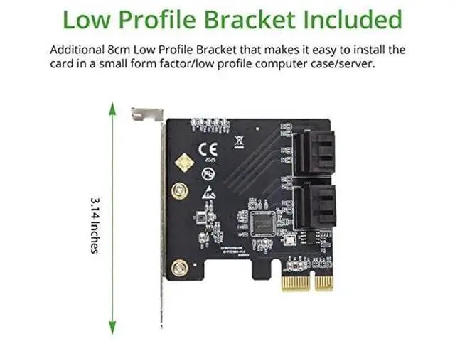 Alt view image 2 of 2 - 4 Port SATA III Expansion Card PCIe x1 ASMedia 1064 Chip, 6Gbps SATA 3.0 Controller with Low Profile Bracket, Support Windows Linux System