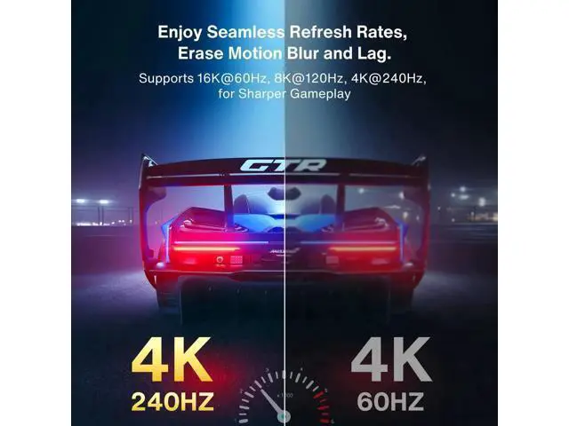 Alt view image 3 of 7 - 15FT DisplayPort 2.1 Cable, 16K@60Hz 8K@120Hz 4K@240Hz Ultra HD DP Cable, Support HDR HDCP 2.2 3D ARC, Compatible with Gaming Monitor HDTV PC Graphics Card