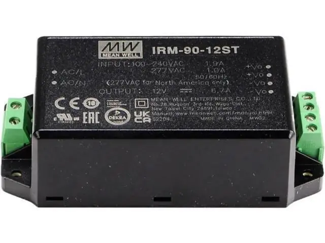 Alt view image 3 of 5 - IRM-90 Series 15V 90W Open Frame AC-DC Power Supply, PCB-Mount Encapsulated Type, Screw Terminal, Single Output 15V 90W