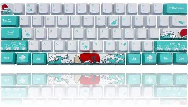 Main image of Coral Sea 60% PBT Keycaps Set, Custom Full Size Key Caps for 61/87/104 Layout, Compatible with GK61 RK61 Anne Pro Cherry MX Gateron Kailh Mechanical Keyboard