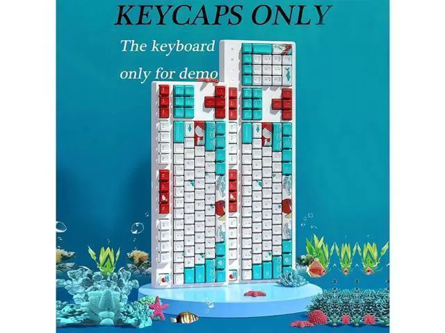 Alt view image 2 of 6 - Coral Sea 60% PBT Keycaps Set, Custom Full Size Key Caps for 61/87/104 Layout, Compatible with GK61 RK61 Anne Pro Cherry MX Gateron Kailh Mechanical Keyboard