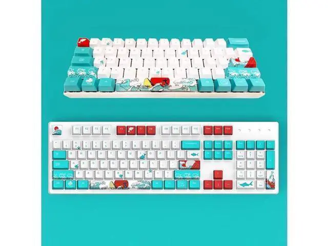 Alt view image 6 of 6 - Coral Sea 60% PBT Keycaps Set, Custom Full Size Key Caps for 61/87/104 Layout, Compatible with GK61 RK61 Anne Pro Cherry MX Gateron Kailh Mechanical Keyboard