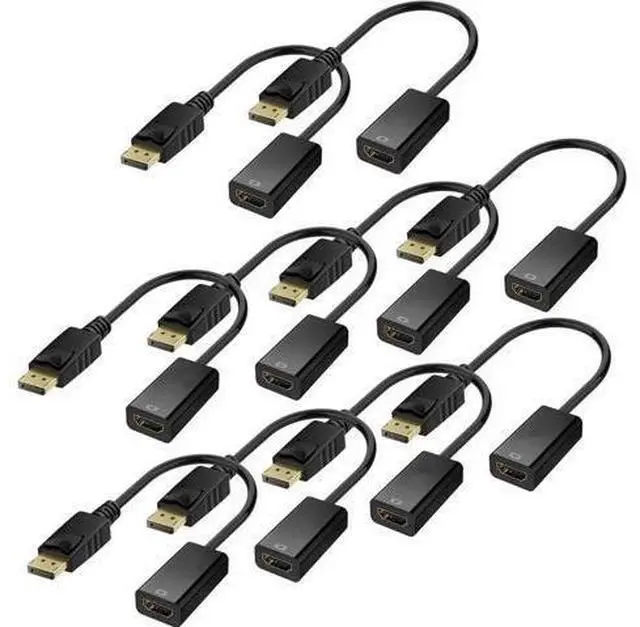 Main image of 4K DisplayPort (DP) to HDMI Adapter, Gold-Plated Uni-Directional Display Port PC to HDMI Screen Converter (Male to Female) Compatible with HP, D.ell, L.enovo & More, Passive - Black 10 packs