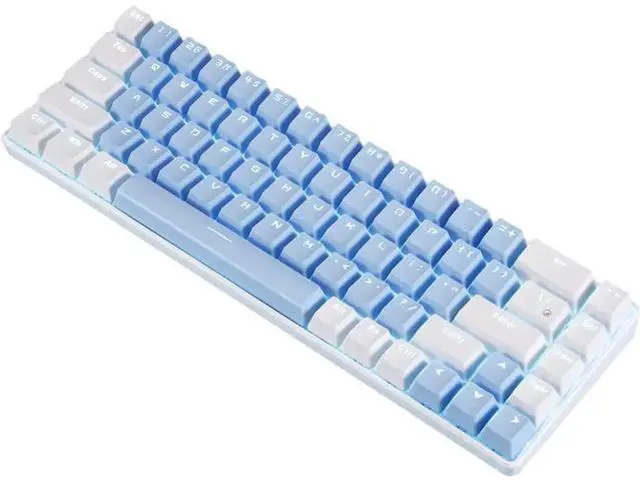 Main image of 68 Keys Blue White Mechanical Gaming Keyboard, 60% Layout Wired Wireless Bluetooth Keyboard, Type-C USB Dual Mode, LED Backlit Anti-Ghosting Keyboard for PC Laptop