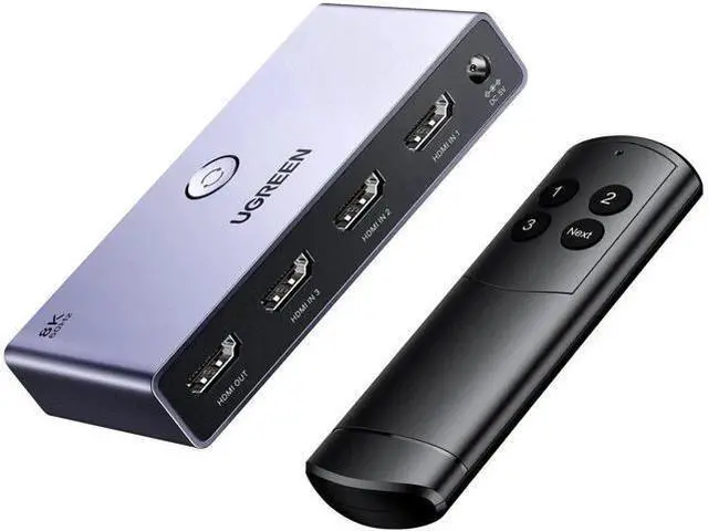 Main image of UGREEN Aluminum HDMI 2.1 Switch 3 in 1 Out, 8K@60Hz Ultra HD HDMI Switcher Splitter with Remote Control, Supports 3D CEC HDR HDCP2.3, Compatible with PS4/3 Xbox Nintendo Switch Roku TV Fire Stick