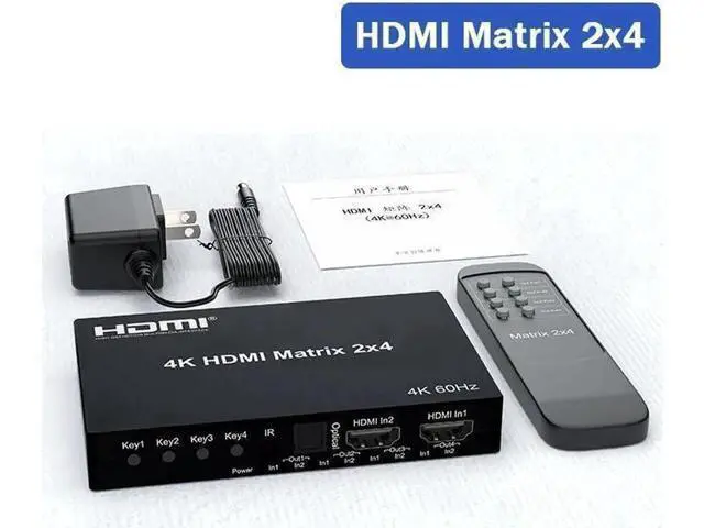Alt view image 6 of 6 - 4K HDMI True Matrix Switcher 4x2 2x4 2x2, 2 In 4 Out HDMI Matrix Switch Splitter with Optical R/L Audio Extractor, Support Dolby & HDCP 2.2