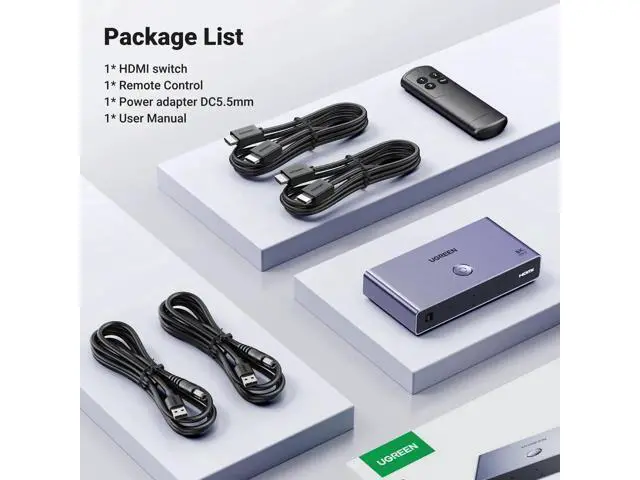 Alt view image 6 of 7 - UGREEN Aluminum HDMI 2.1 Switch 3 in 1 Out, 8K@60Hz Ultra HD HDMI Switcher Splitter with Remote Control, Supports 3D CEC HDR HDCP2.3, Compatible with PS4/3 Xbox Nintendo Switch Roku TV Fire Stick