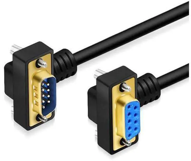 Main image of 15 Meter Down RightAngle DB9 RS232 Serial Cable, GoldPlated Male to Female 9Pin COM Port Extension Cord
