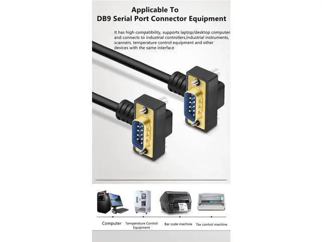 Alt view image 2 of 7 - 15 Meter Down RightAngle DB9 RS232 Serial Cable, GoldPlated Male to Female 9Pin COM Port Extension Cord