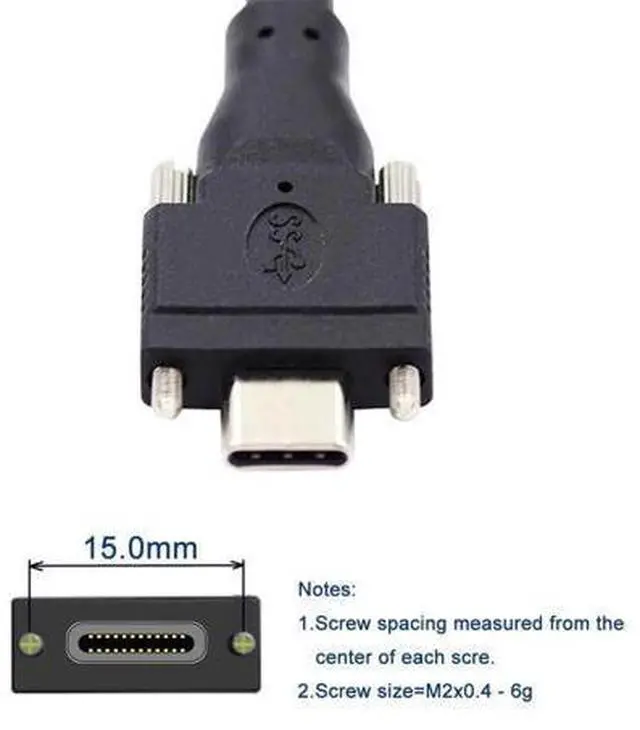 Alt view image 3 of 7 - 16.4FT/5M USB 3.1 Type-C Dual Locking to USB 3.0 Cable, Panel Mount Screw Lock Type-C Data Transfer Cord for Camera Recorder