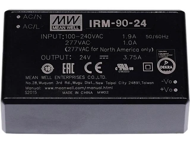 Alt view image 3 of 3 - IRM-90-24 Encapsulated Power Module, 110V/220V AC to 24V DC 3.75A 90W PCB-Mount Switching Power Supply Module