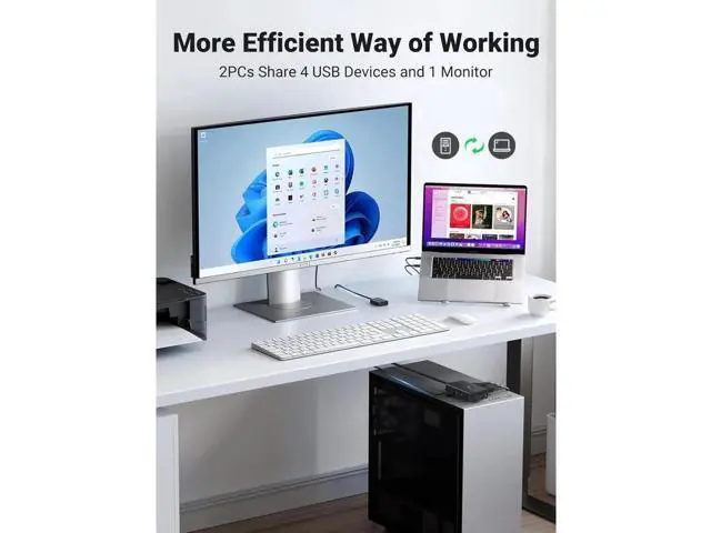 Alt view image 4 of 7 - 2 Port HDMI USB KVM Switch with Desktop Controller, 4K@60Hz 3D HDR KVM Switcher for 2 Computers Share 4K Monitor Keyboard Mouse Printer, Includes 2 USB 2.0 & 2 HDMI 2.0 Cables