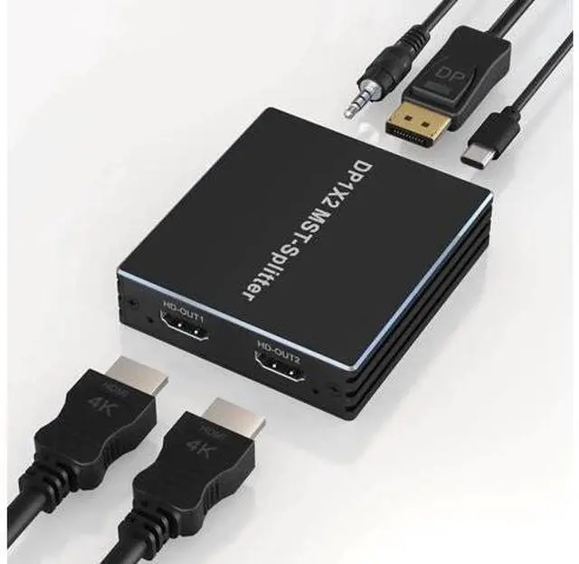 Main image of DisplayPort to Dual HDMI Adapter, 1 In 2 Out MST DP to HDMI Splitter Support 4K@60Hz, Extended Display Hub for Dual Monitors, Compatible with PC Graphics Card Laptop