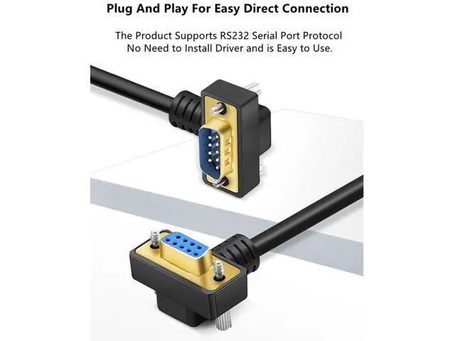 Alt view image 3 of 7 - 15 Meter Down RightAngle DB9 RS232 Serial Cable, GoldPlated Male to Female 9Pin COM Port Extension Cord