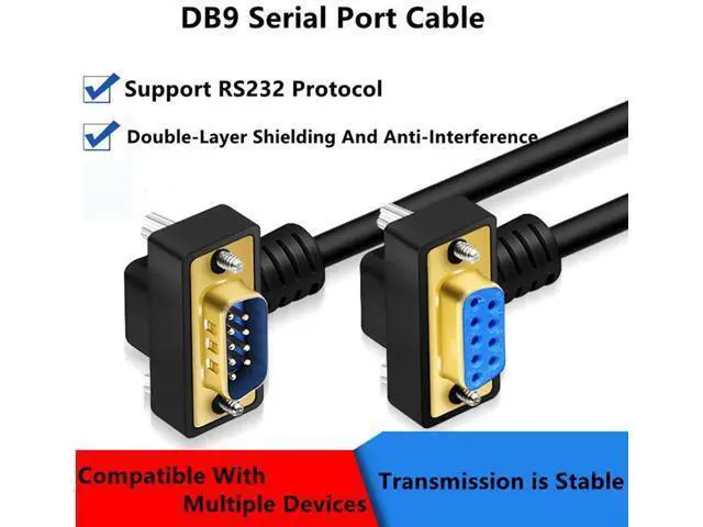 Alt view image 4 of 7 - 15 Meter Down RightAngle DB9 RS232 Serial Cable, GoldPlated Male to Female 9Pin COM Port Extension Cord