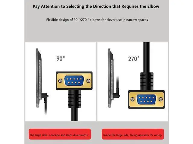Alt view image 5 of 7 - 15 Meter Down RightAngle DB9 RS232 Serial Cable, GoldPlated Male to Female 9Pin COM Port Extension Cord