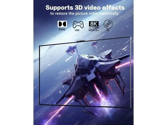 Alt view image 3 of 7 - 5 in 1 Out HDMI 2.1 Switch with Remote, New Upgrade 8K@60Hz 4K@240Hz HDMI Port Expander, Support 3D HDR HDCP2.3, Compatible with PS5 PS4 Xbox Nintendo Switch Roku Apple TV Fire Stick