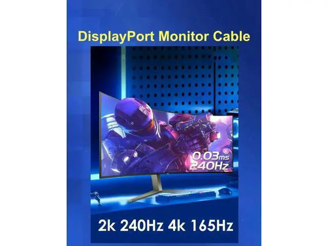 Alt view image 2 of 7 - 50FT Nylon Braided DisplayPort 2.1 Cable 54Gbps UHBR Certified, 10K 8K@120Hz 4K@240Hz HDCP2.3 FreeSync G-Sync High Speed DP Cable for RTX5090 Gaming Monitor PC Projector