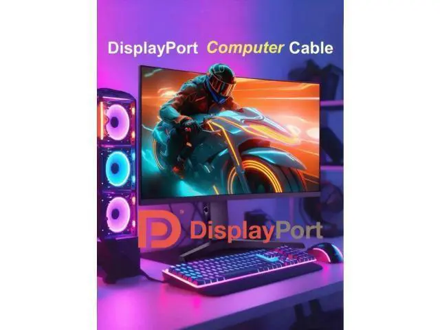 Alt view image 5 of 7 - 50FT Nylon Braided DisplayPort 2.1 Cable 54Gbps UHBR Certified, 10K 8K@120Hz 4K@240Hz HDCP2.3 FreeSync G-Sync High Speed DP Cable for RTX5090 Gaming Monitor PC Projector