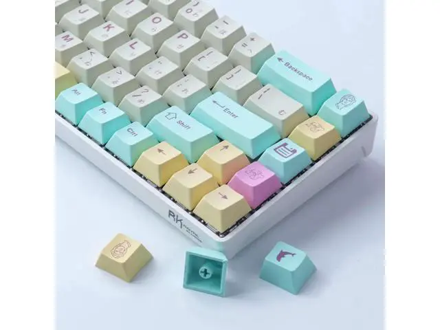 Alt view image 3 of 7 - 166 Keys Cherry Profile PBT Keycaps Dye Sublimation Japanese Cute Style with 6.25u 7u Spacebar Fit MX Mechanical Switches Analog Dreams