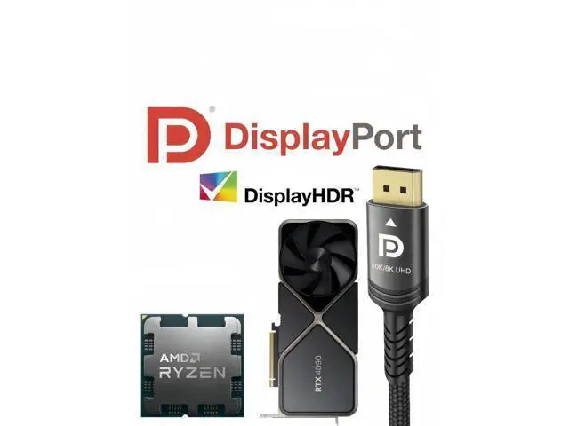 Alt view image 6 of 7 - 50FT Nylon Braided DisplayPort 2.1 Cable 54Gbps UHBR Certified, 10K 8K@120Hz 4K@240Hz HDCP2.3 FreeSync G-Sync High Speed DP Cable for RTX5090 Gaming Monitor PC Projector