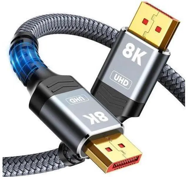 Main image of 35FT Grey Braided DisplayPort 1.4 Cable 32.4Gbps, 8K@60Hz 4K@144Hz 2K@240Hz HDR FreeSync G-Sync High Speed Gaming DP Cable for Monitor PC Graphics Card