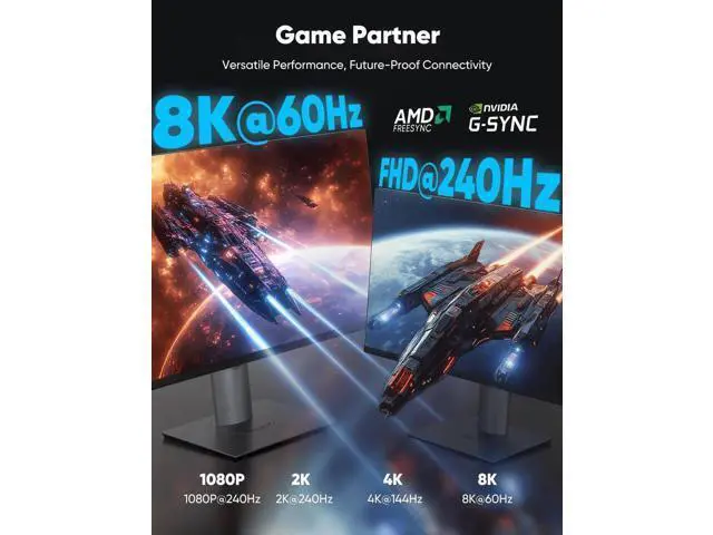 Alt view image 4 of 7 - 35FT Grey Braided DisplayPort 1.4 Cable 32.4Gbps, 8K@60Hz 4K@144Hz 2K@240Hz HDR FreeSync G-Sync High Speed Gaming DP Cable for Monitor PC Graphics Card