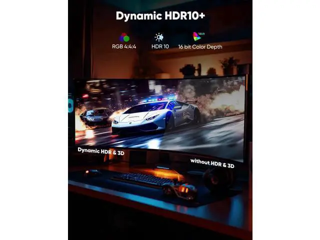 Alt view image 6 of 7 - 35FT Grey Braided DisplayPort 1.4 Cable 32.4Gbps, 8K@60Hz 4K@144Hz 2K@240Hz HDR FreeSync G-Sync High Speed Gaming DP Cable for Monitor PC Graphics Card