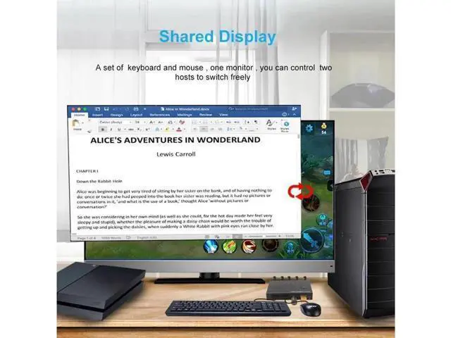 Alt view image 4 of 6 - 2 Port HDMI-Compatible KVM Switch, 4K USB 2.0 KVM Switch Splitter for 2 PC Sharing Keyboard Mouse Printer, Plug and Play Video Display Switcher