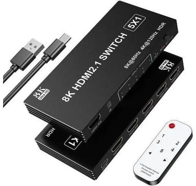 Main image of 5 in 1 Out HDMI 2.1 Switch 8K@60Hz, 4K@120Hz 48Gbps HDMI Switcher with Remote, Support HDR10+ Dolby Vision Atmos HDCP 2.3 CEC, Compatible with PS5 PS4 Xbox TV Game PC Roku