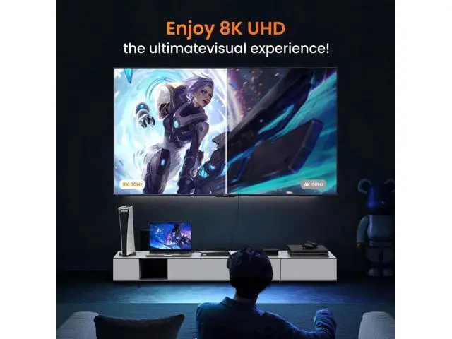 Alt view image 4 of 7 - 4 in 1 Out 8K HDMI 2.1 Switch with IR Remote, 4 Port HDMI Switcher Selector Support 8K@60Hz 4K@120Hz Auto Switch HDCP 2.3 HDR10+ VRR CEC, Compatible with Xbox PS5 Fire Stick Projector