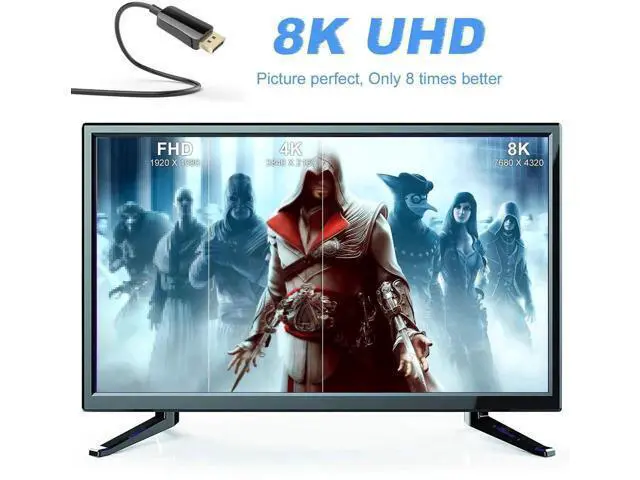 Alt view image 6 of 6 - 10m Optical Fiber DisplayPort 1.4 Cable, HBR3 Hight Speed 32.4Gbps Slim Flexible DP to DP Cord, 8K@60Hz 4K@144Hz Fiber DP Cable for Ultra HD Video Transmission
