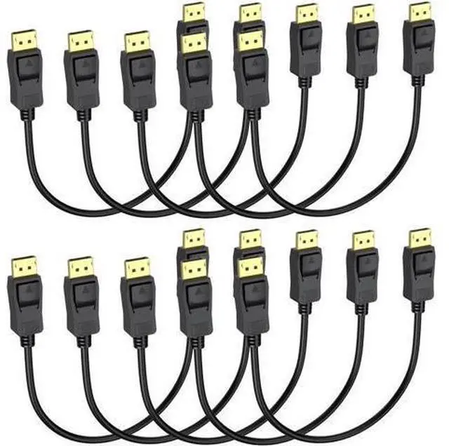 Main image of DisplayPort Cables 1FT 10-Pack, DP to DP Male to Male Gold-Plated Cord, Supports 4K@60Hz, 2K@165Hz for Monitor, Computer, Laptop, Graphics Card, Docking Station