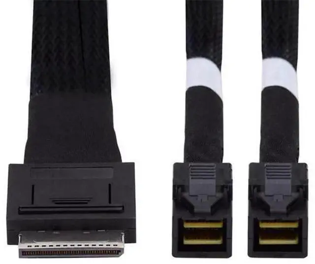 Main image of 50cm OCuLink SFF-8611 8X to Dual SFF-8643 HD 4X Active Data Cable, PCIe Express Lane Splitter Cable for NVMe SSD Server Storage RAID System