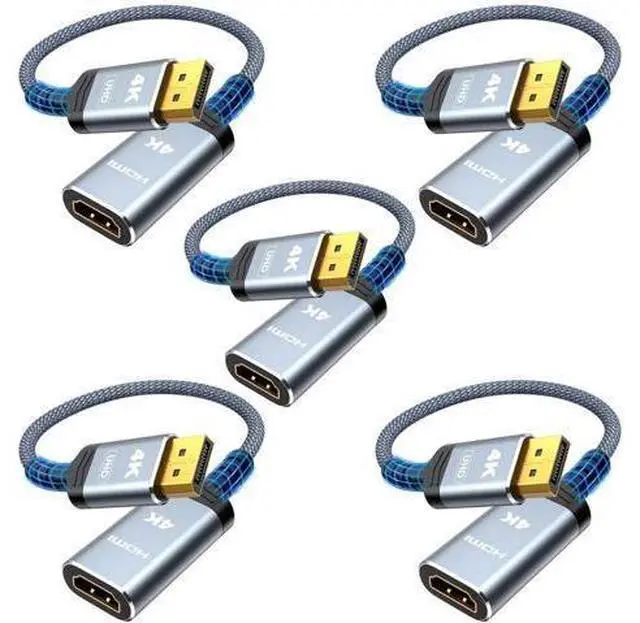Main image of 5 Pack 1FT Passive 4K DisplayPort to HDMI Adapter Uni-Directional Male to Female DP to HDMI Converter Support 1080P 120Hz for Laptop Monitor HDTV Projector