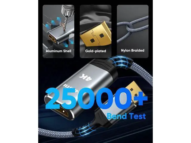 Alt view image 3 of 7 - 5 Pack 1FT Passive 4K DisplayPort to HDMI Adapter Uni-Directional Male to Female DP to HDMI Converter Support 1080P 120Hz for Laptop Monitor HDTV Projector