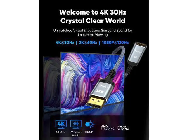 Alt view image 4 of 7 - 5 Pack 1FT Passive 4K DisplayPort to HDMI Adapter Uni-Directional Male to Female DP to HDMI Converter Support 1080P 120Hz for Laptop Monitor HDTV Projector